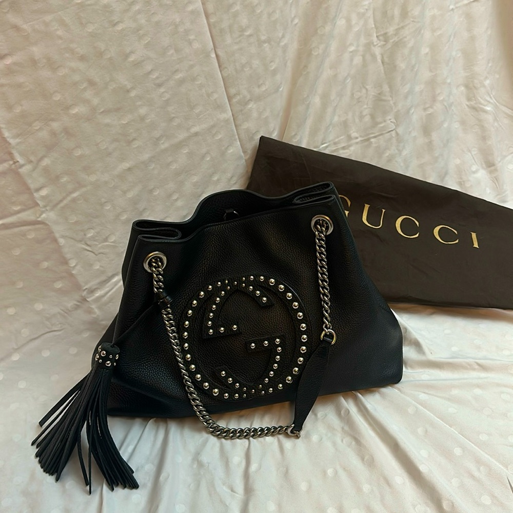 Gucci black hobo stud bag